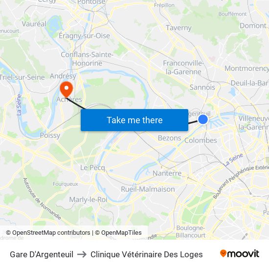 Gare D'Argenteuil to Clinique Vétérinaire Des Loges map