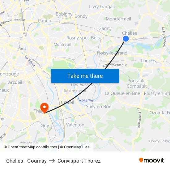 Chelles - Gournay to Convisport Thorez map