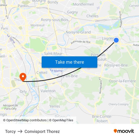 Torcy to Convisport Thorez map