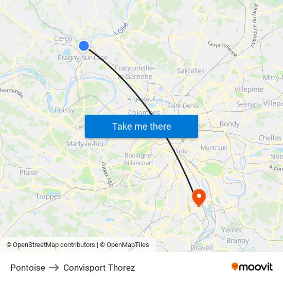 Pontoise to Convisport Thorez map