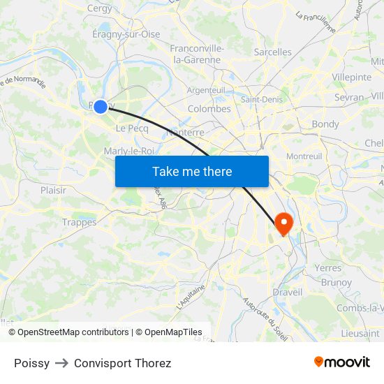 Poissy to Convisport Thorez map