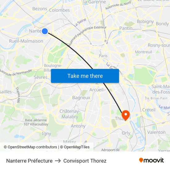 Nanterre Préfecture to Convisport Thorez map