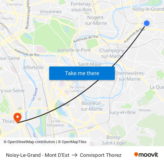 Noisy-Le-Grand - Mont D'Est to Convisport Thorez map