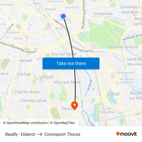 Reuilly - Diderot to Convisport Thorez map
