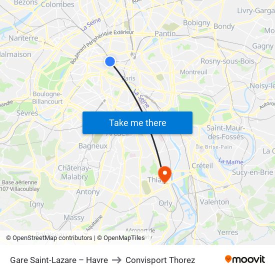 Gare Saint-Lazare – Havre to Convisport Thorez map