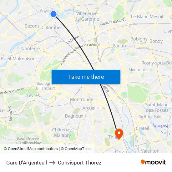 Gare D'Argenteuil to Convisport Thorez map