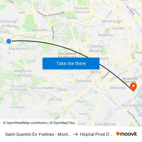 Saint-Quentin En Yvelines - Montigny-Le-Bretonneux to Hôpital Privé D'Athis-Mons map