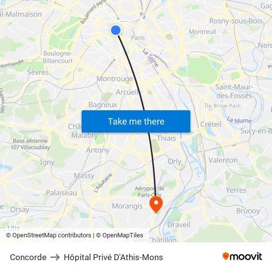 Concorde to Hôpital Privé D'Athis-Mons map