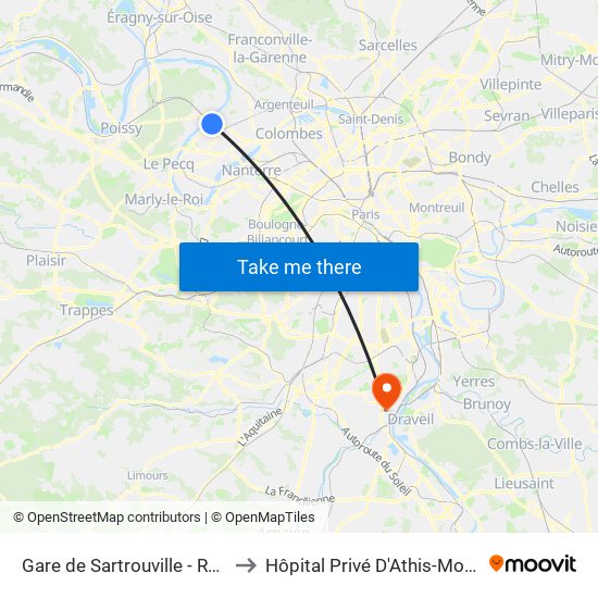 Gare de Sartrouville - RER to Hôpital Privé D'Athis-Mons map