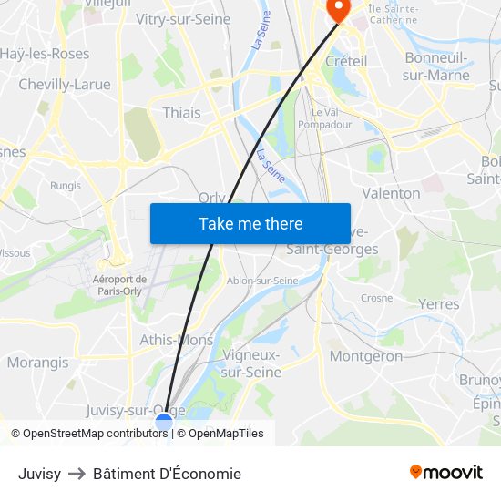 Juvisy to Bâtiment D'Économie map