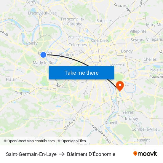 Saint-Germain-En-Laye to Bâtiment D'Économie map