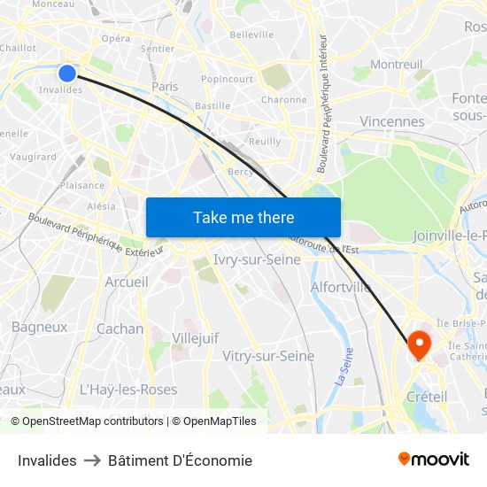 Invalides to Bâtiment D'Économie map