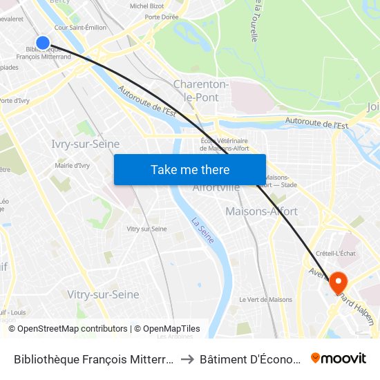 Bibliothèque François Mitterrand to Bâtiment D'Économie map