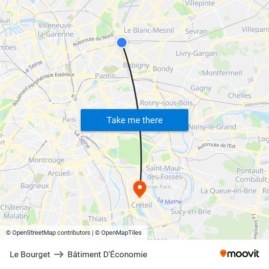 Le Bourget to Bâtiment D'Économie map