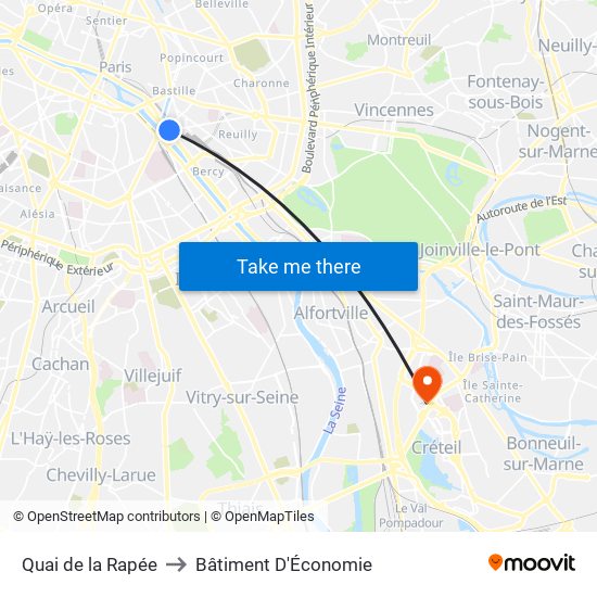 Quai de la Rapée to Bâtiment D'Économie map