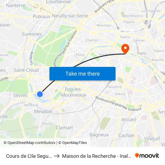 Cours de L'Ile Seguin to Maison de la Recherche - Inalco map