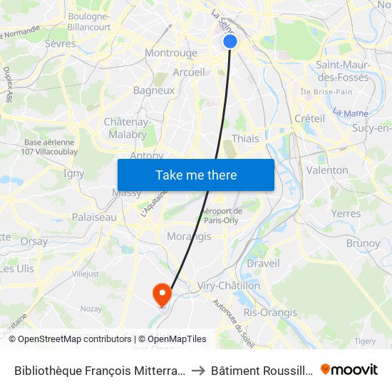 Bibliothèque François Mitterrand to Bâtiment Roussillon map