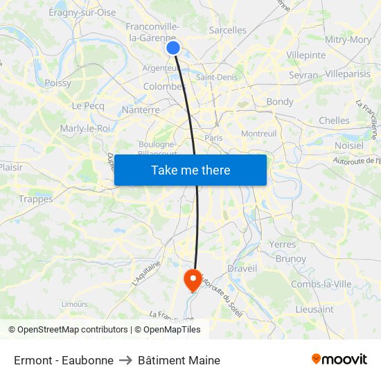 Ermont - Eaubonne to Bâtiment Maine map