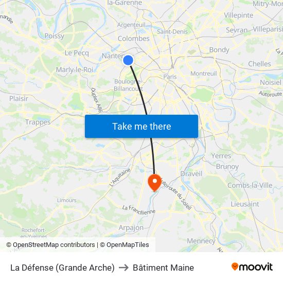 La Défense (Grande Arche) to Bâtiment Maine map