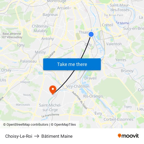 Choisy-Le-Roi to Bâtiment Maine map