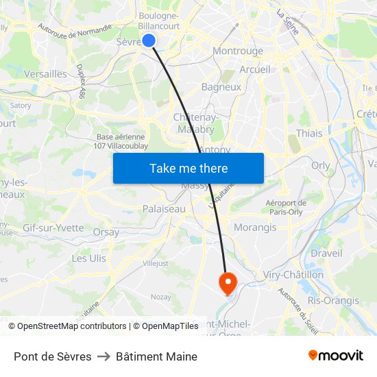Pont de Sèvres to Bâtiment Maine map