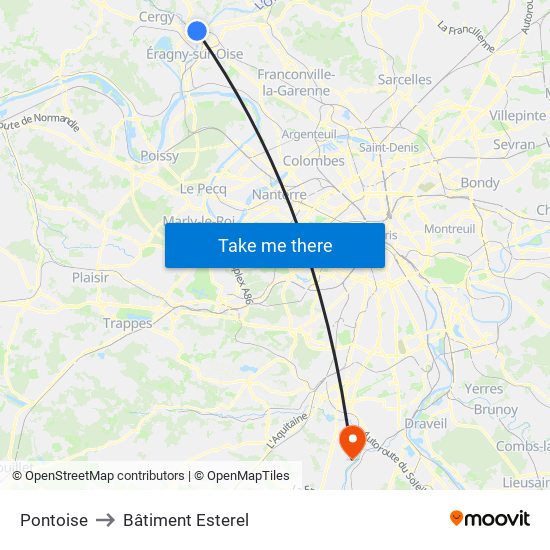 Pontoise to Bâtiment Esterel map