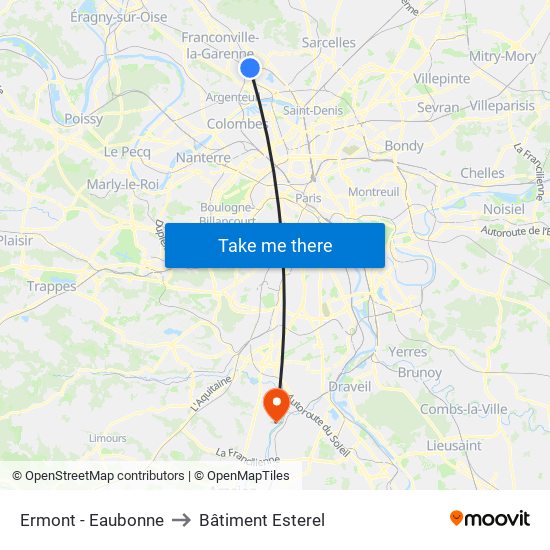 Ermont - Eaubonne to Bâtiment Esterel map