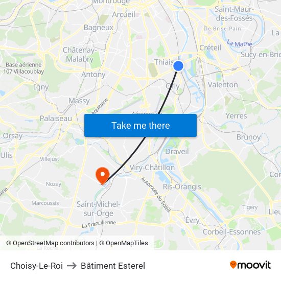 Choisy-Le-Roi to Bâtiment Esterel map