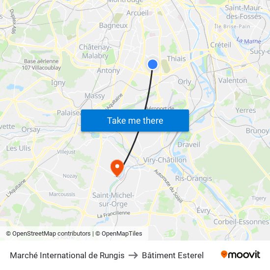 Marché International de Rungis to Bâtiment Esterel map