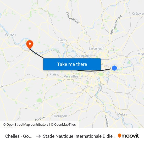 Chelles - Gournay to Stade Nautique Internationale Didier Simond map
