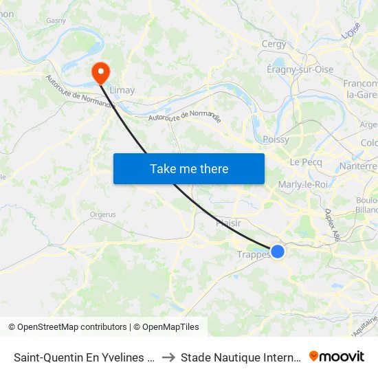 Saint-Quentin En Yvelines - Montigny-Le-Bretonneux to Stade Nautique Internationale Didier Simond map