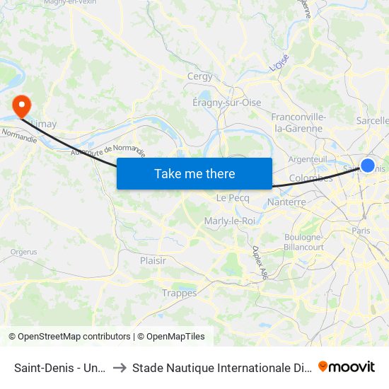 Saint-Denis - Université to Stade Nautique Internationale Didier Simond map