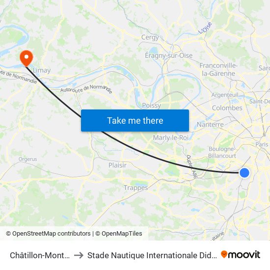 Châtillon-Montrouge to Stade Nautique Internationale Didier Simond map