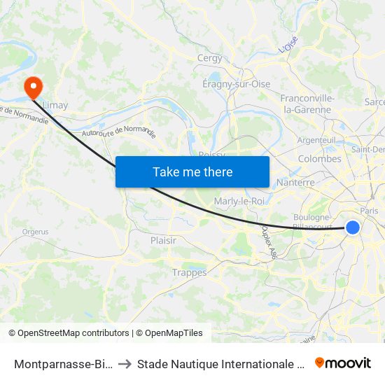 Montparnasse-Bienvenue to Stade Nautique Internationale Didier Simond map