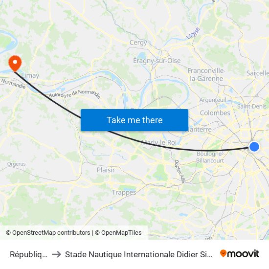 République to Stade Nautique Internationale Didier Simond map