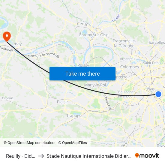 Reuilly - Diderot to Stade Nautique Internationale Didier Simond map