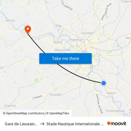 Gare de Lieusaint Moissy to Stade Nautique Internationale Didier Simond map