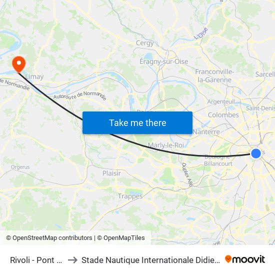 Rivoli - Pont Neuf to Stade Nautique Internationale Didier Simond map