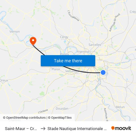 Saint-Maur – Créteil RER to Stade Nautique Internationale Didier Simond map