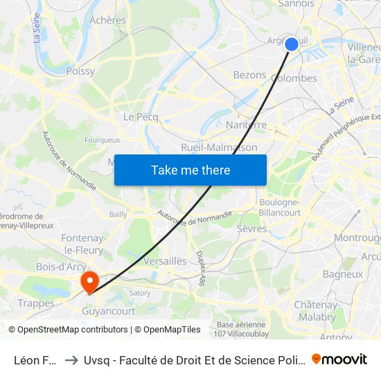 Léon Feix to Uvsq - Faculté de Droit Et de Science Politique map