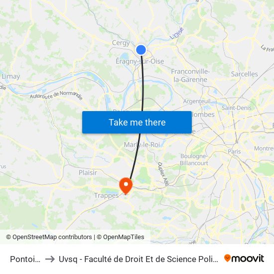 Pontoise to Uvsq - Faculté de Droit Et de Science Politique map