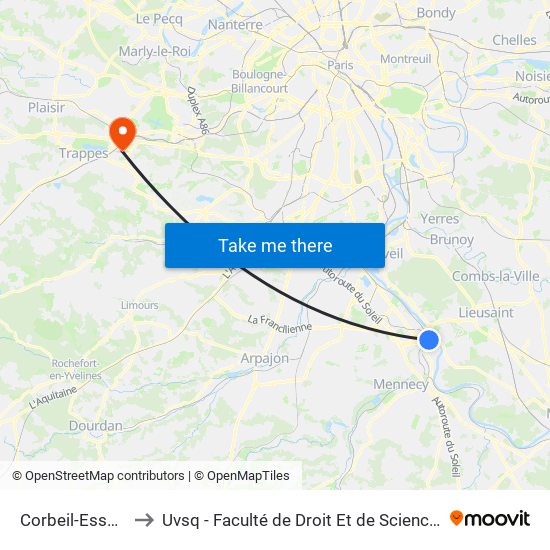 Corbeil-Essonnes to Uvsq - Faculté de Droit Et de Science Politique map
