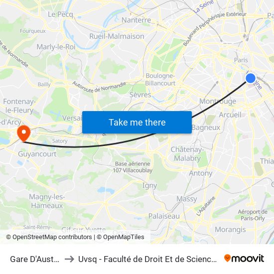 Gare D'Austerlitz to Uvsq - Faculté de Droit Et de Science Politique map
