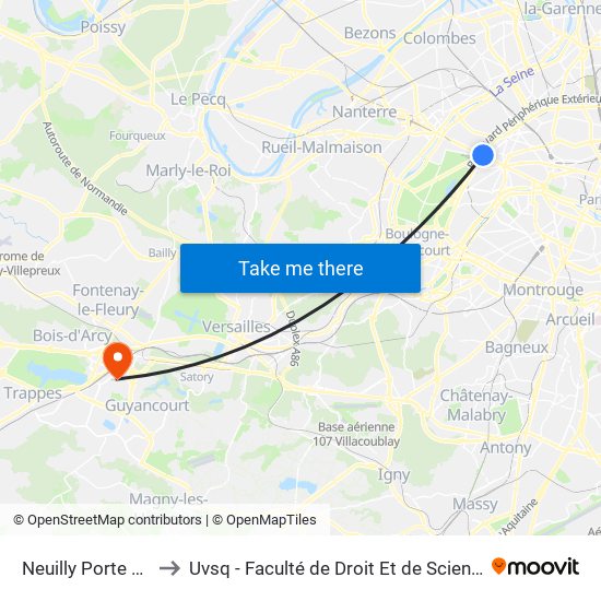 Neuilly Porte Maillot to Uvsq - Faculté de Droit Et de Science Politique map