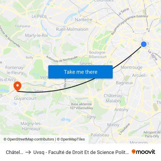 Châtelet to Uvsq - Faculté de Droit Et de Science Politique map