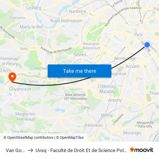 Van Gogh to Uvsq - Faculté de Droit Et de Science Politique map