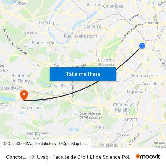 Concorde to Uvsq - Faculté de Droit Et de Science Politique map
