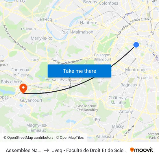 Assemblée Nationale to Uvsq - Faculté de Droit Et de Science Politique map