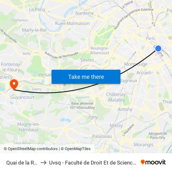 Quai de la Rapée to Uvsq - Faculté de Droit Et de Science Politique map