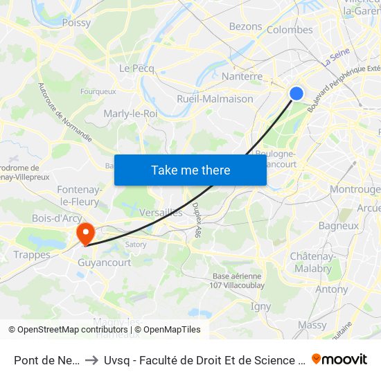 Pont de Neuilly to Uvsq - Faculté de Droit Et de Science Politique map